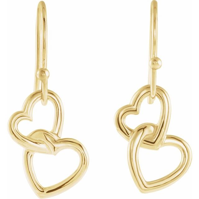 14K Interlocking Heart Earrings