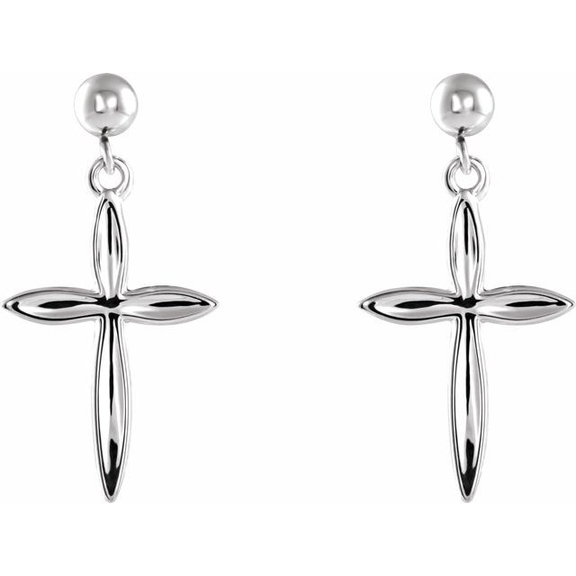 14K Cross & Ball Earrings
