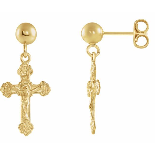 14K Crucifix Earring