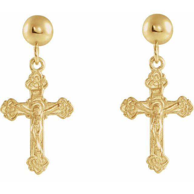 14K Crucifix Earring