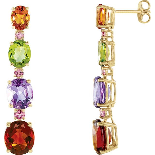 14K Natural Multi-Gemstone Earrings