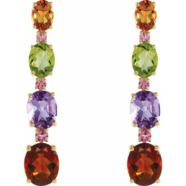 14K Natural Multi-Gemstone Earrings