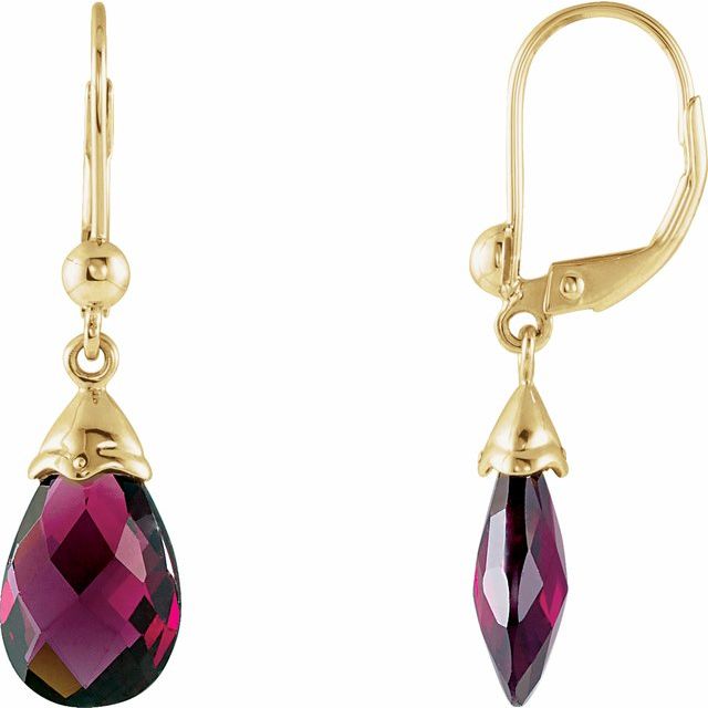 14K Briolette Natural Brazilian Garnet Earrings
