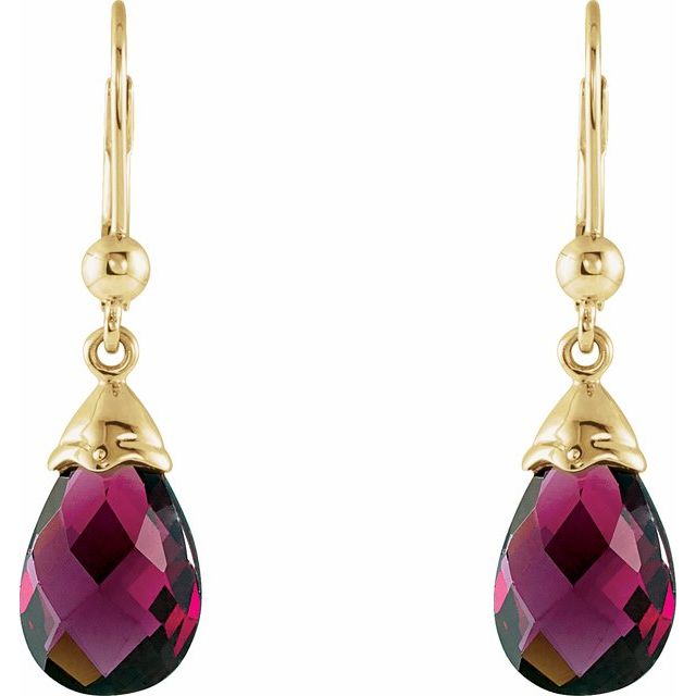 14K Briolette Natural Brazilian Garnet Earrings