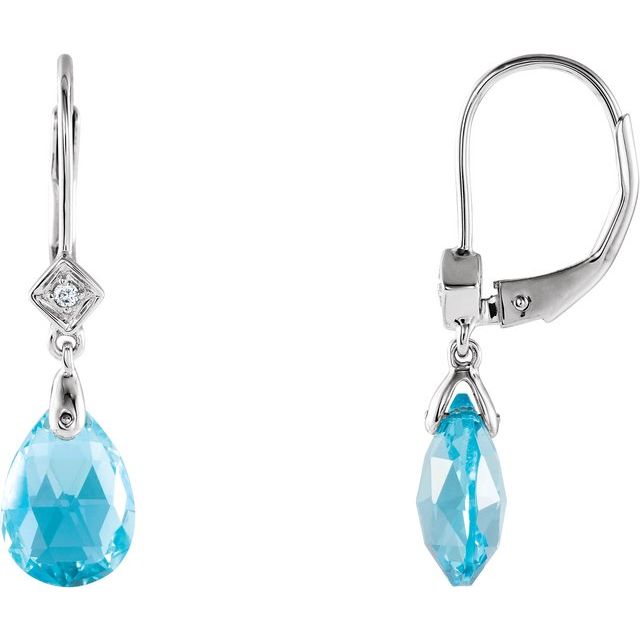 14K Natural Swiss Blue Topaz & .025 CTW Natural Diamond Earrings