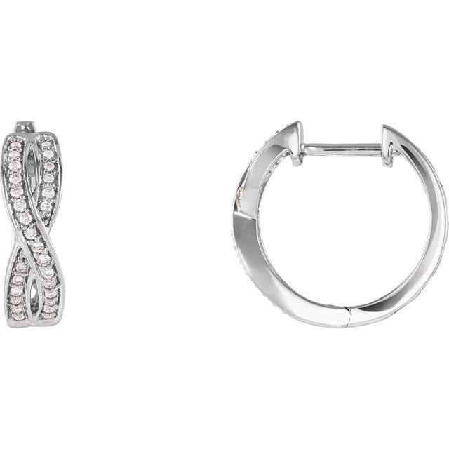 14K 1/5 CTW Natural Diamond Infinity-Inspired Hoop Earrings