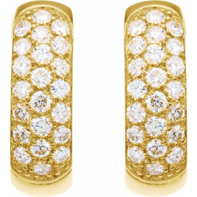 14K 7/8 CTW Natural Diamond Hoop Earrings