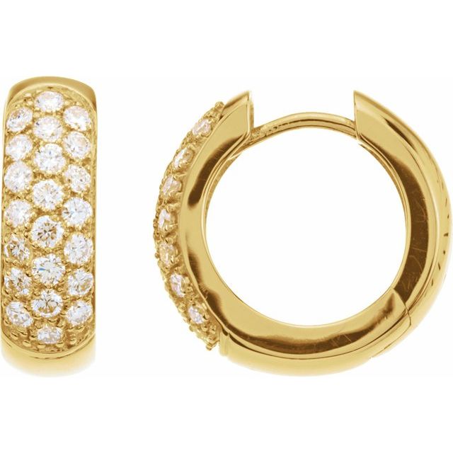 14K 7/8 CTW Natural Diamond Hoop Earrings