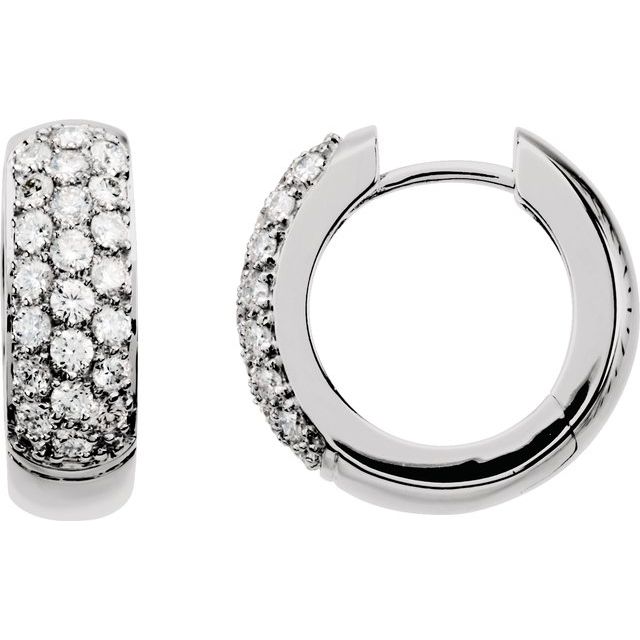 14K 7/8 CTW Lab-Grown Diamond Hoop Earrings
