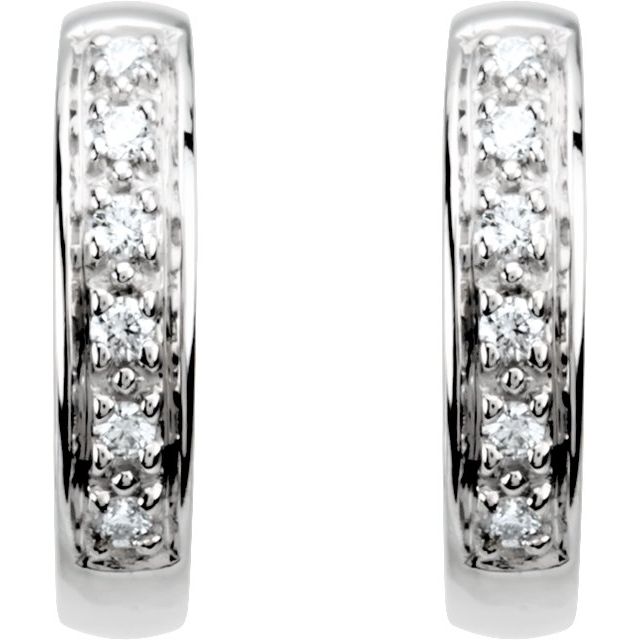 14K 1/10 CTW Natural Diamond Hinged Hoop Earring