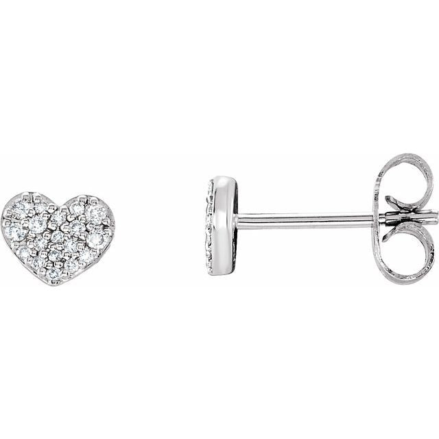 14K 1/6 CTW Natural Diamond Heart Earrings
