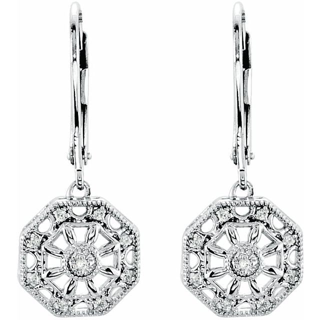 Sterling Silver .07 CTW Natural Diamond Filigree Earring