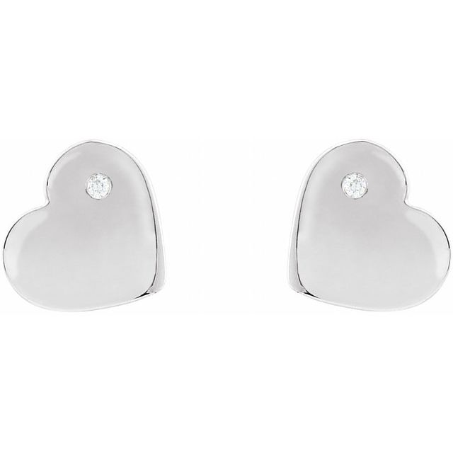 Sterling Silver .015 CTW Natural Diamond Heart Earrings