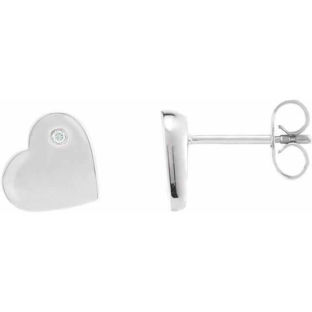 Sterling Silver .015 CTW Natural Diamond Heart Earrings