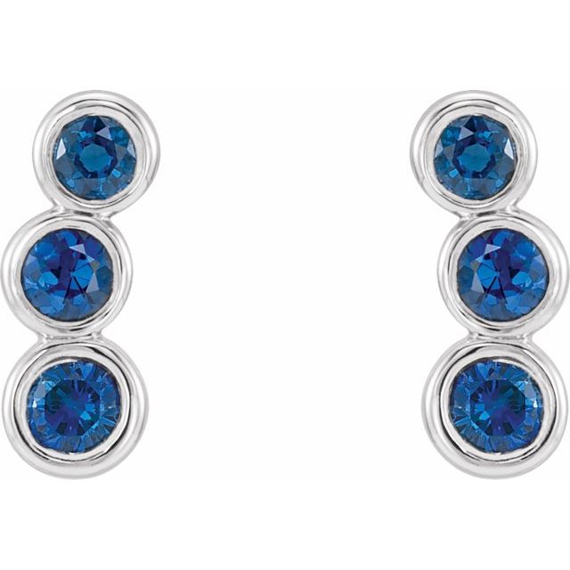 14K Lab-Grown Blue Sapphire Ear Climbers