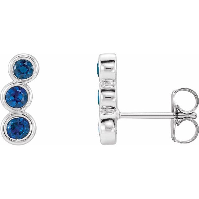 14K Lab-Grown Blue Sapphire Ear Climbers