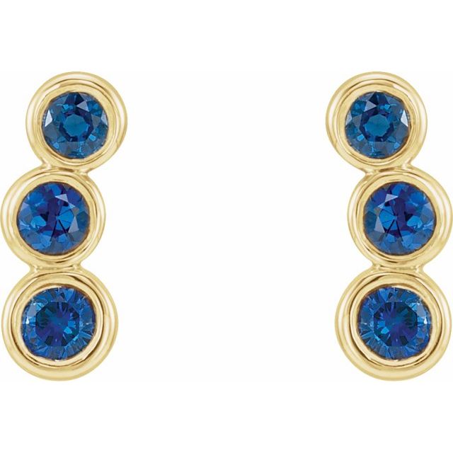 14K Natural Blue Sapphire Ear Climbers