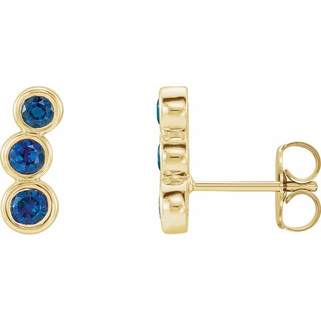 14K Natural Blue Sapphire Ear Climbers