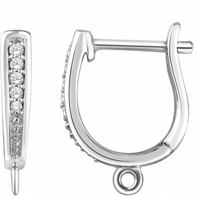 18K .03 CTW Natural Diamond Hinged Hoop Earring Top