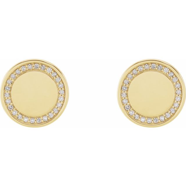 14K 1/4 CTW Natural Diamond Engravable Earrings