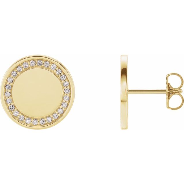 14K 1/4 CTW Natural Diamond Engravable Earrings