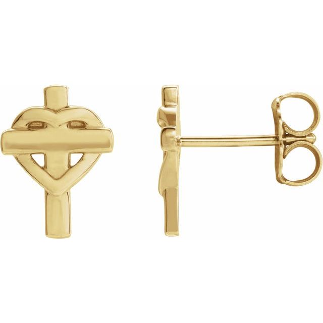14K Heart & Cross Earrings