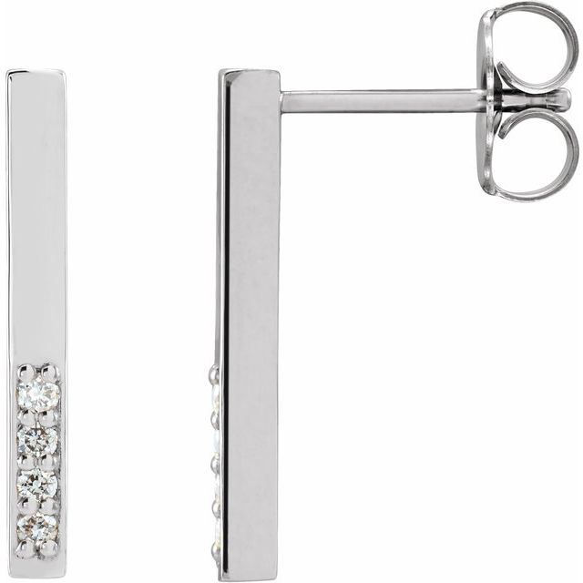 14K .07 CTW Natural Diamond Bar Earrings