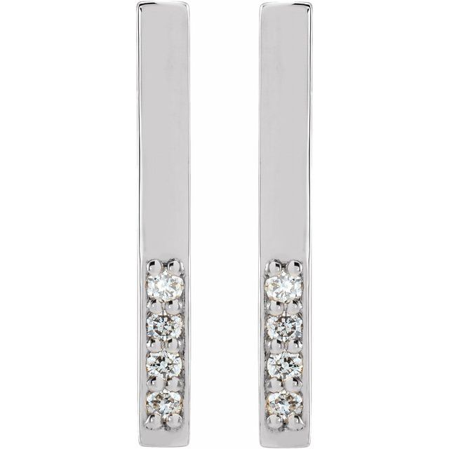 14K .07 CTW Natural Diamond Bar Earrings