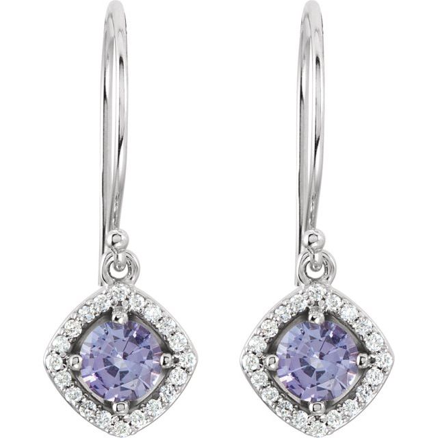 14K Natural Tanzanite & 1/5 CTW Natural Diamond Earrings