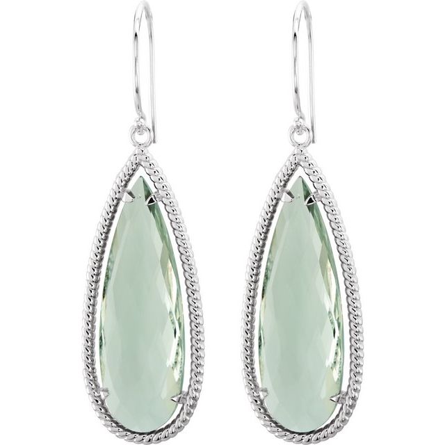 Sterling Silver Natural Green Quartz Earrings