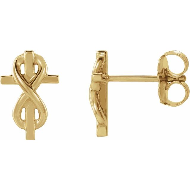 14K Infinity-Inspired Cross Earrings
