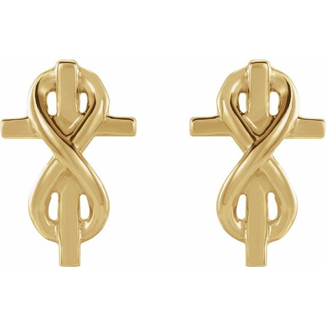14K Infinity-Inspired Cross Earrings