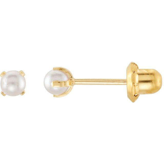 14K Imitation Cream Pearl Inverness® Piercing Earrings