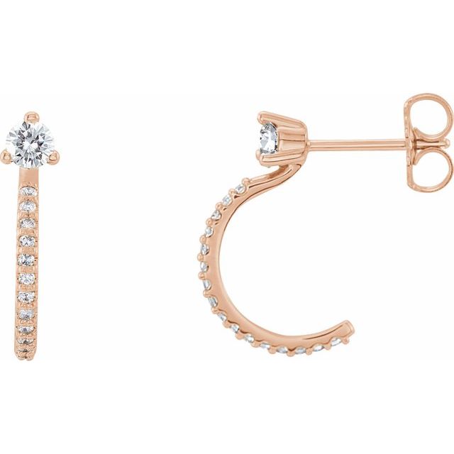 14K 1/3 CTW Natural Diamond J-Hoop Earrings