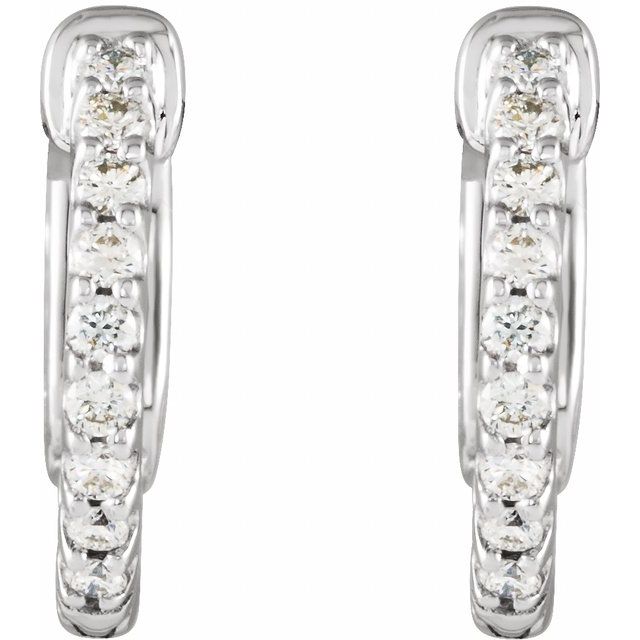14K 1/4 CTW Natural Diamond Inside-Outside Hinged Hoop Earrings
