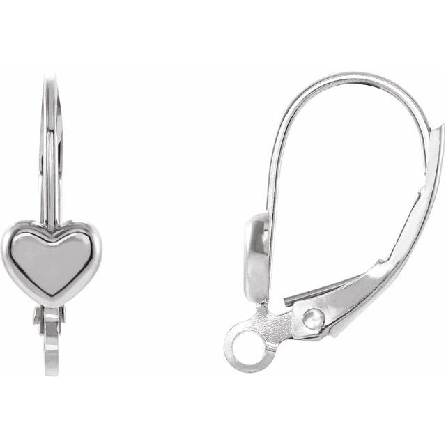 Sterling Silver Heart Lever Back Earring Top