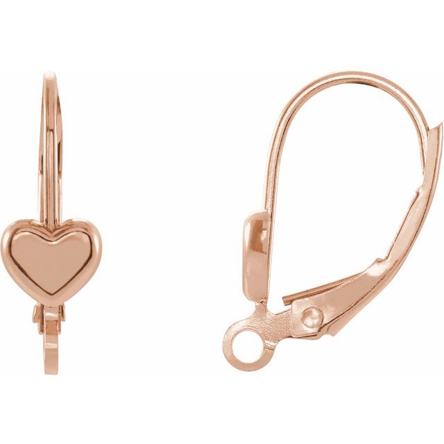 14K Heart Lever Back Earring Top