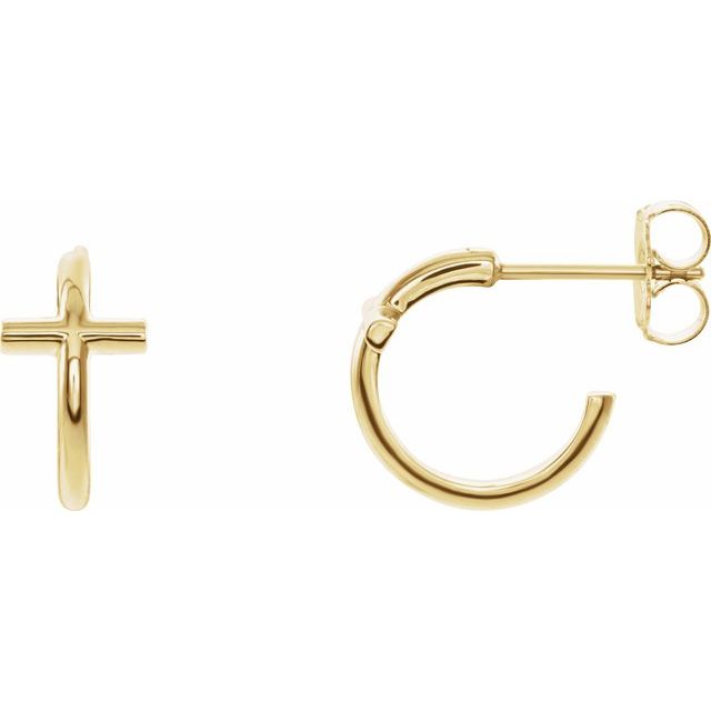 14K Cross Hoop Earrings