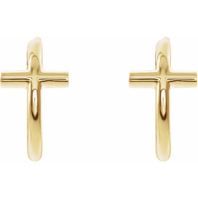 14K Cross Hoop Earrings