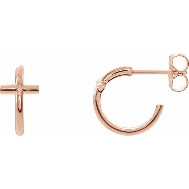 14K Cross Hoop Earrings