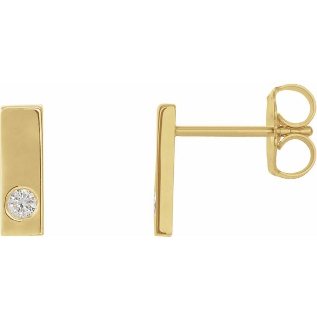 14K .03 CTW Natural Diamond Bar Earring