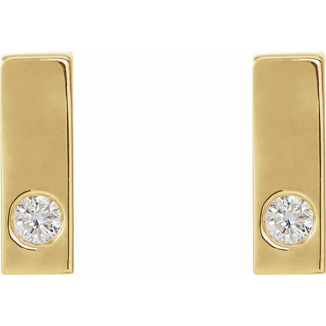 14K .06 CTW Natural Diamond Bar Earrings