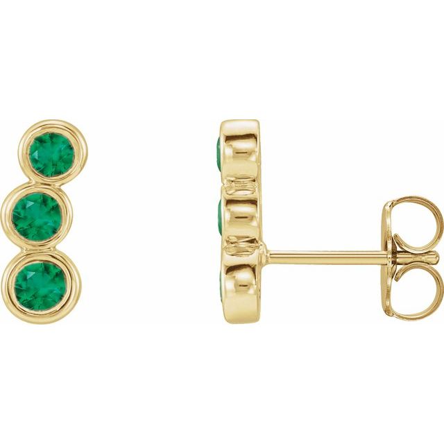 14K Lab-Grown Emerald Ear Climbers