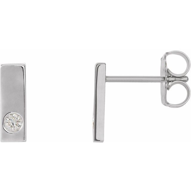 14K .06 CTW Natural Diamond Bar Earrings