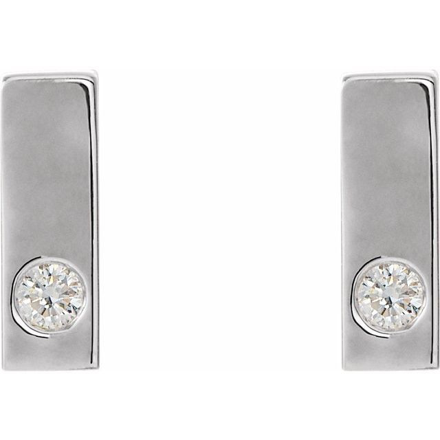 14K .06 CTW Natural Diamond Bar Earrings
