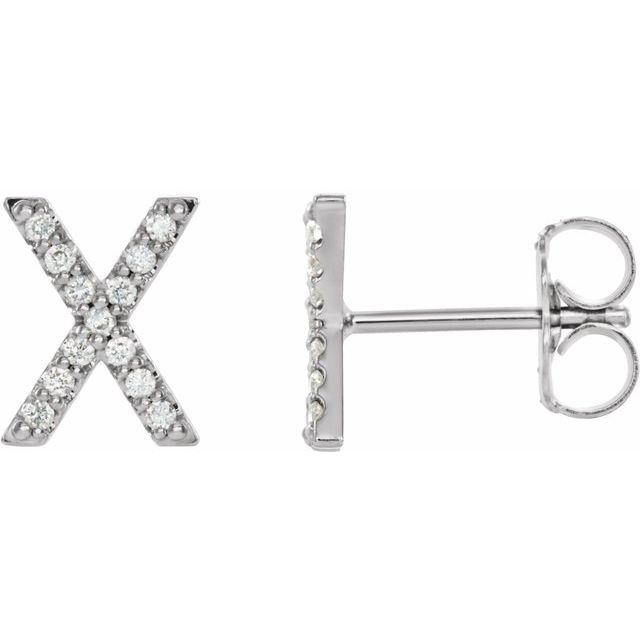 14K .05 CTW Natural Diamond Initial X Earring