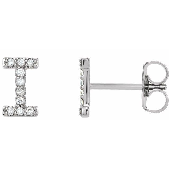 14K .04 CTW Natural Diamond Initial I Earring