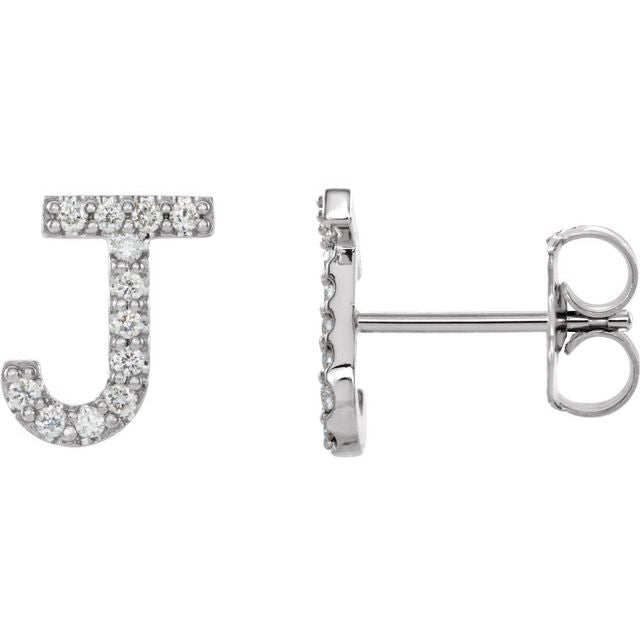 14K .05 CTW Natural Diamond Initial J Earring