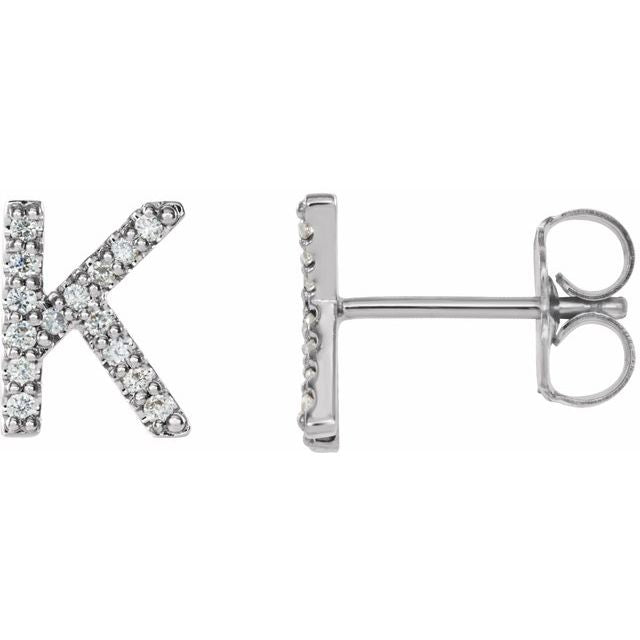 14K .05 CTW Natural Diamond Initial K Earring