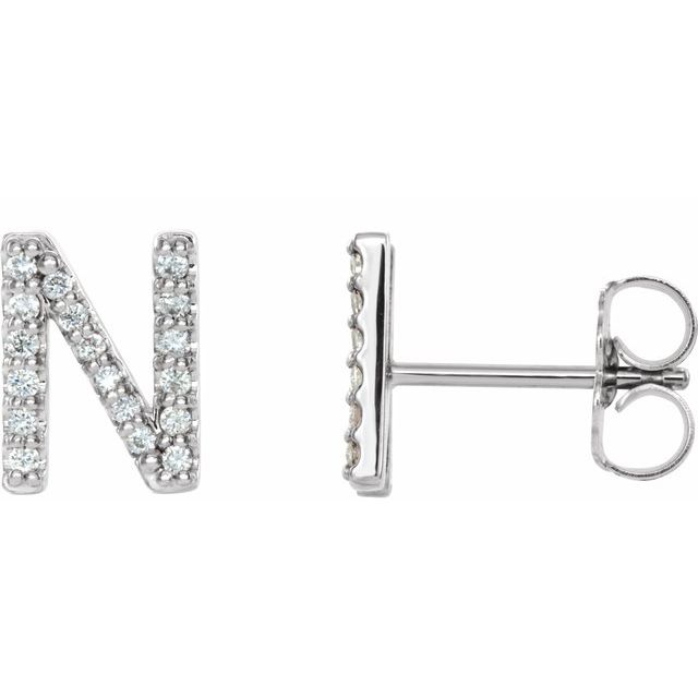 14K .06 CTW Natural Diamond Initial N Earring
